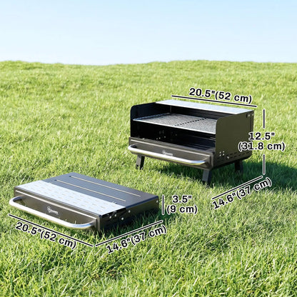 Charcoal BBQ Grill, Portable with Adjustable Grates, Foldable Legs, Black Charcoal BBQ Grils at Gallery Canada