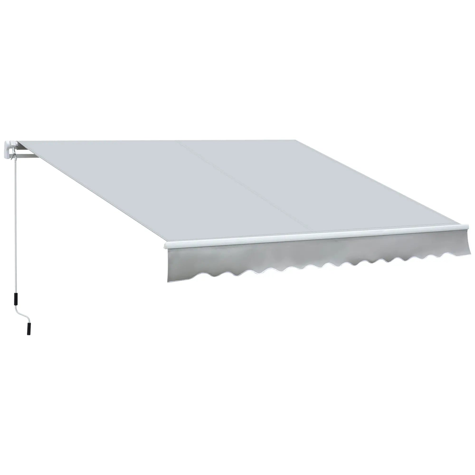 12' x 8' Retractable Awning, Manual Crank, UV Water-Resistant, Grey Deck Awnings Light Grey at Gallery Canada