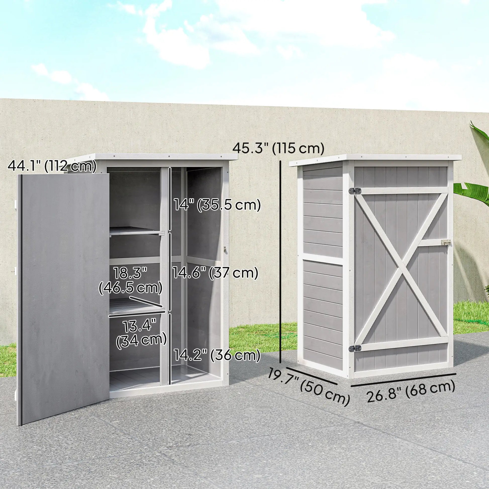 29.9x21.7x45.3 Inch Garden Storage Shed, Asphalt Roof, Shelves, Grey Sheds at Gallery Canada