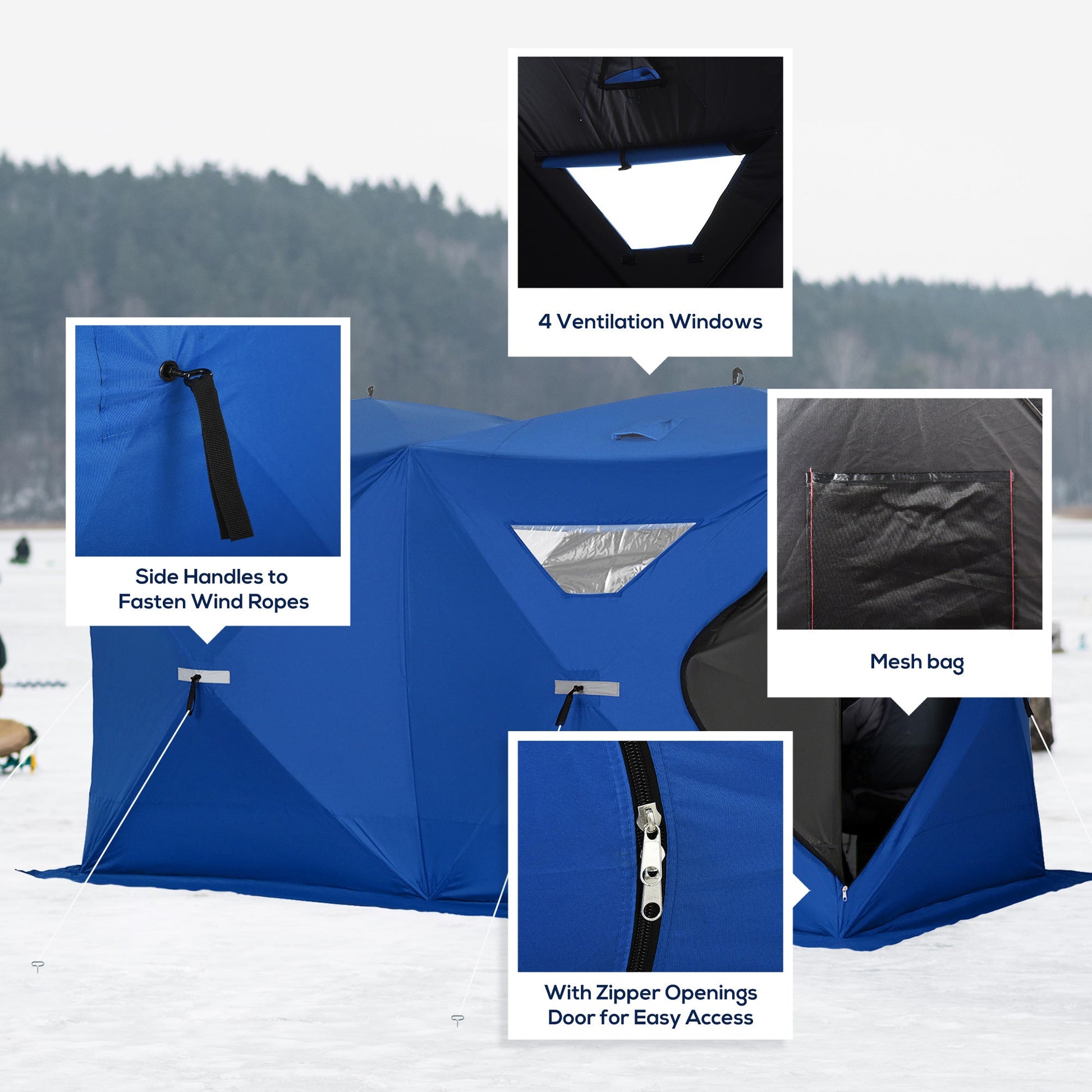 5-8 Person Pop-up Ice Fishing Shelter, Portable Ice Fishing Tent, Blue at Gallery Canada