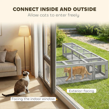 79" Long Cat Tunnel, L-Shape, Extendable, Removable Door, Dark Grey Outdoor Cat Enclosures at Gallery Canada