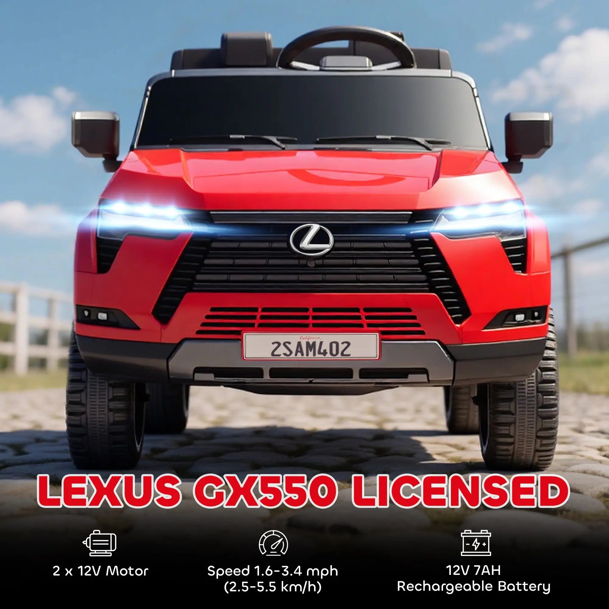 12V Ride On Car, Licensed Lexus GX550, 2-Seater, Red Electric Toy Cars at Gallery Canada