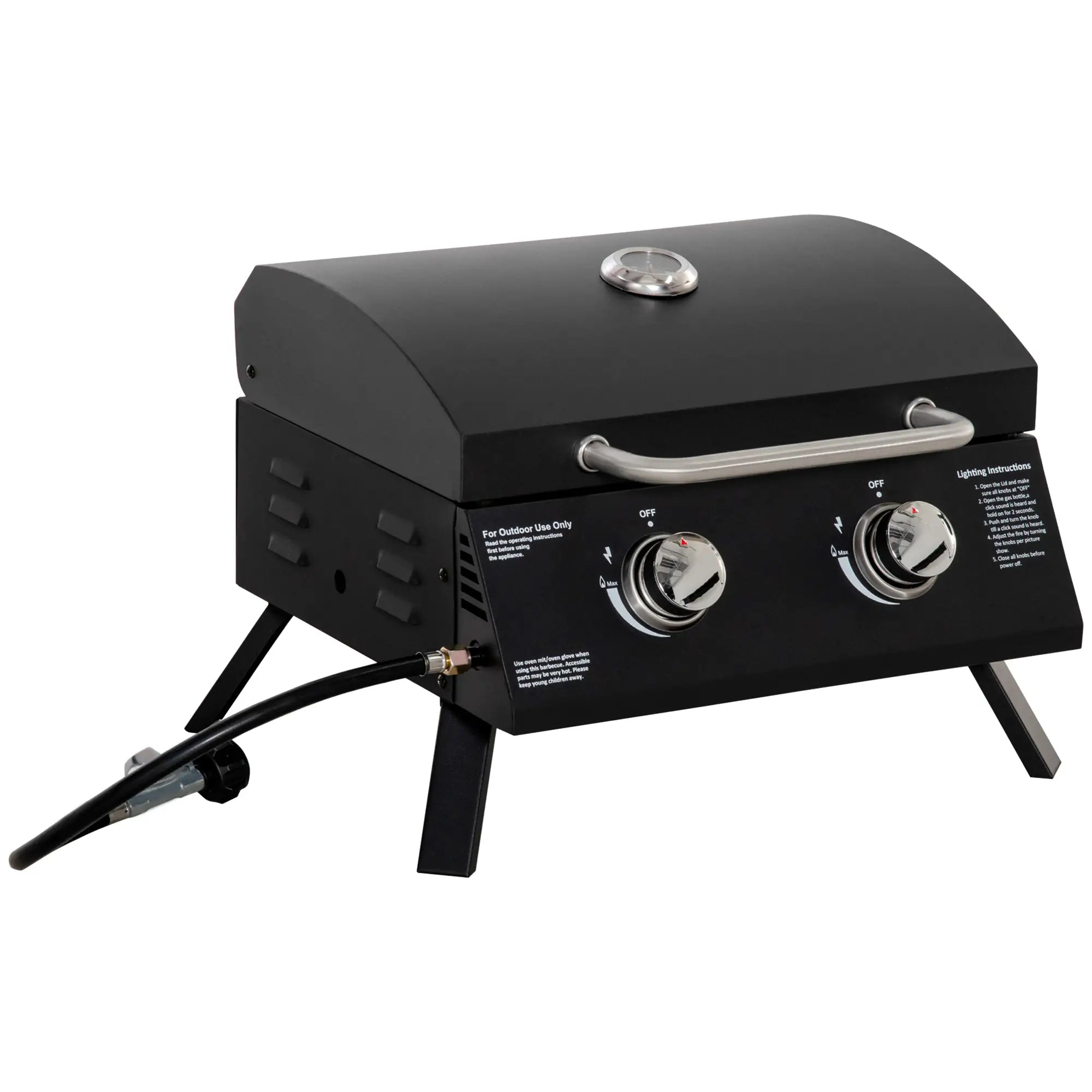 2 Burner Propane Gas Grill, Portable Tabletop BBQ, Black Propane Gas Grills at Gallery Canada