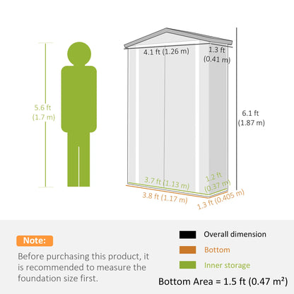 Metal Garden Shed with Shelf, Apex Roof, Light Grey Sheds at Gallery Canada