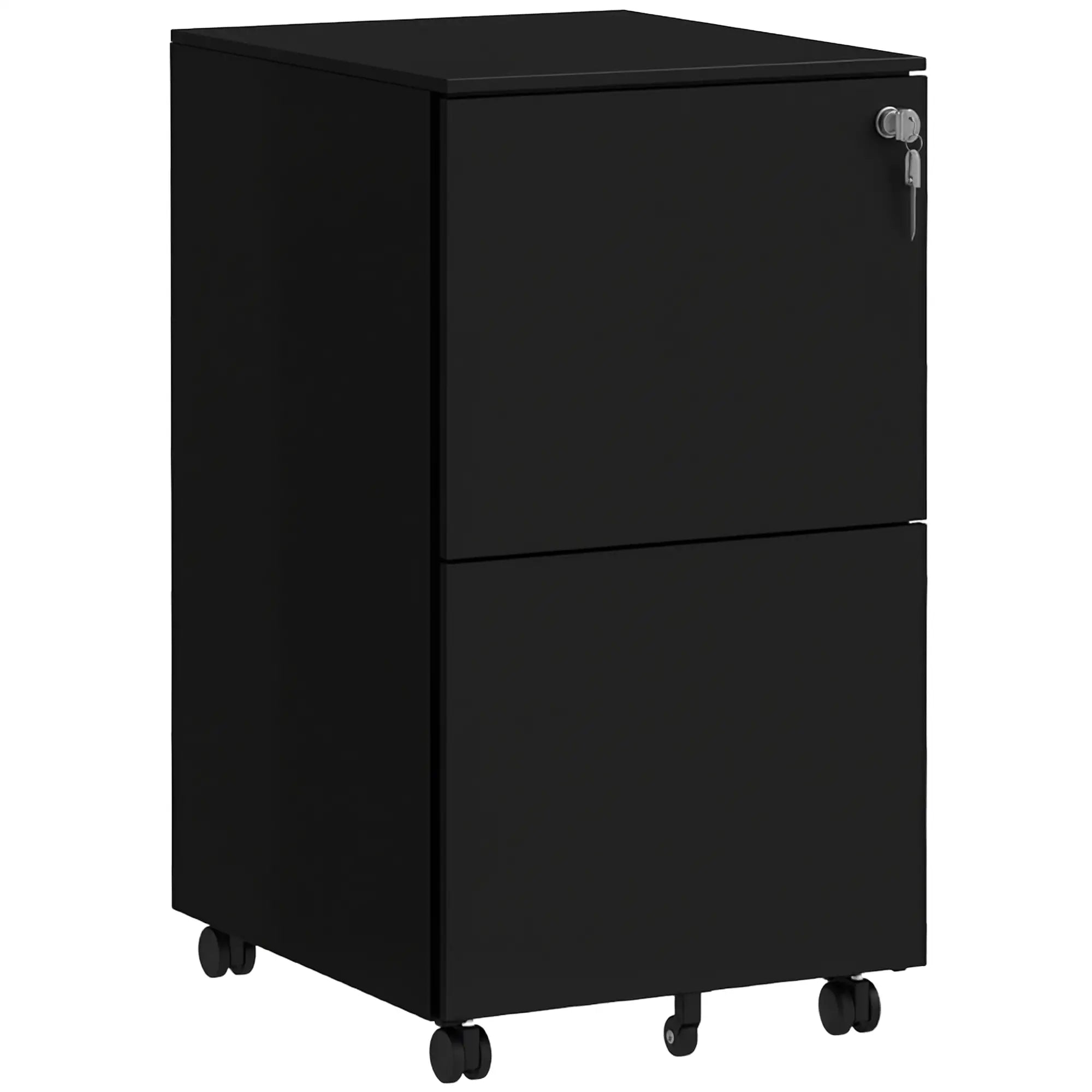2-Drawer Steel Filing Cabinet on Wheels, Lockable, Adjustable Hanging Bar, Black Office Cabinets & Cupboards at Gallery Canada