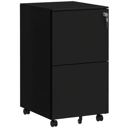 2-Drawer Steel Filing Cabinet on Wheels, Lockable, Adjustable Hanging Bar, Black Office Cabinets & Cupboards at Gallery Canada
