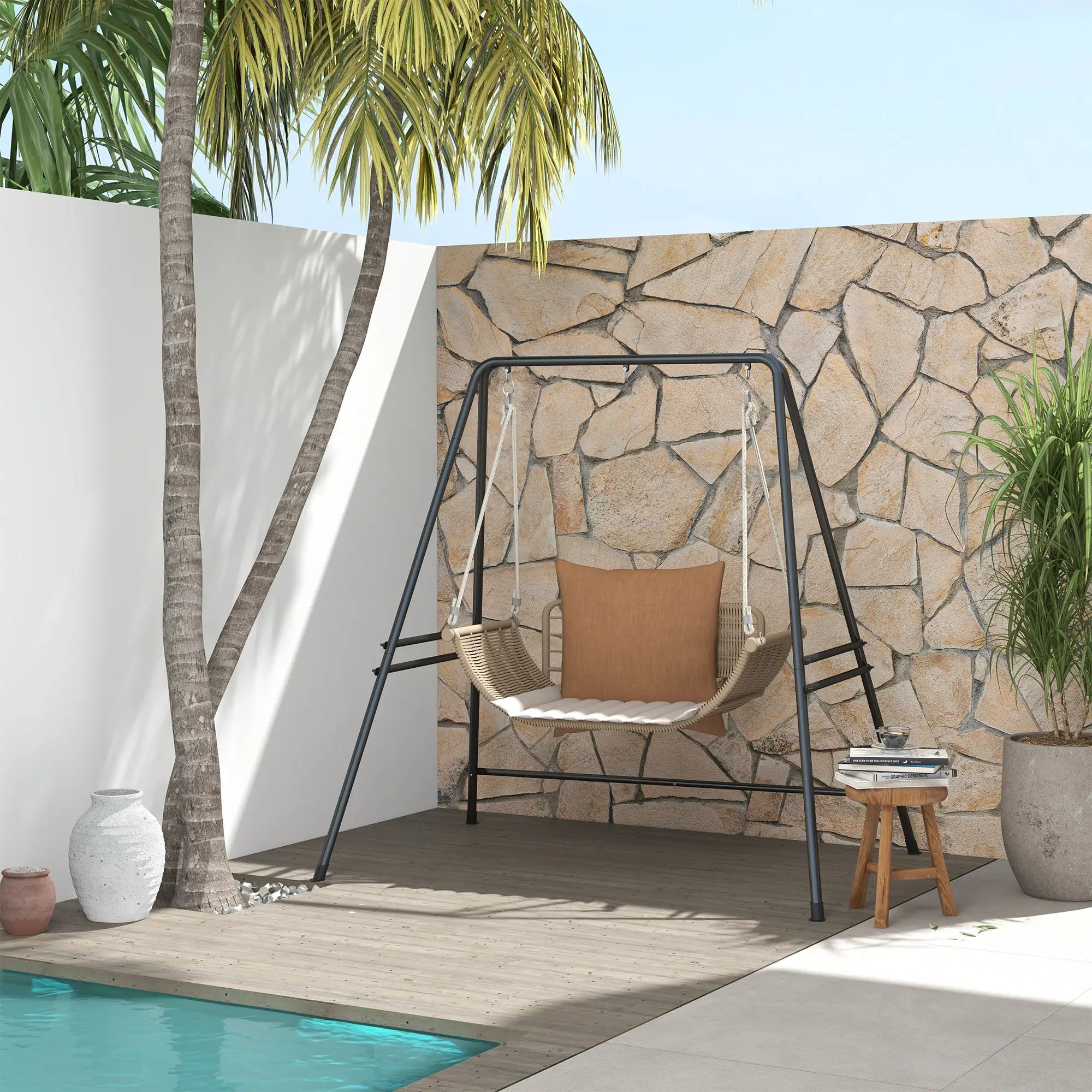 Hammock Chair Stand, Heavy Duty Metal Frame, Indoor Outdoor Use, Black Hammock Stands at Gallery Canada