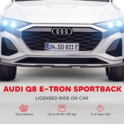 12V Kids Electric Car, Audi Q8 E-Tron Sportback, Remote Control, White Electric Toy Cars at Gallery Canada