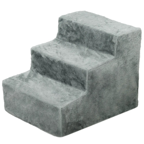 3-Step Dog Ramp for Sofa, Bed, Couch, Removable Cover, Light Grey