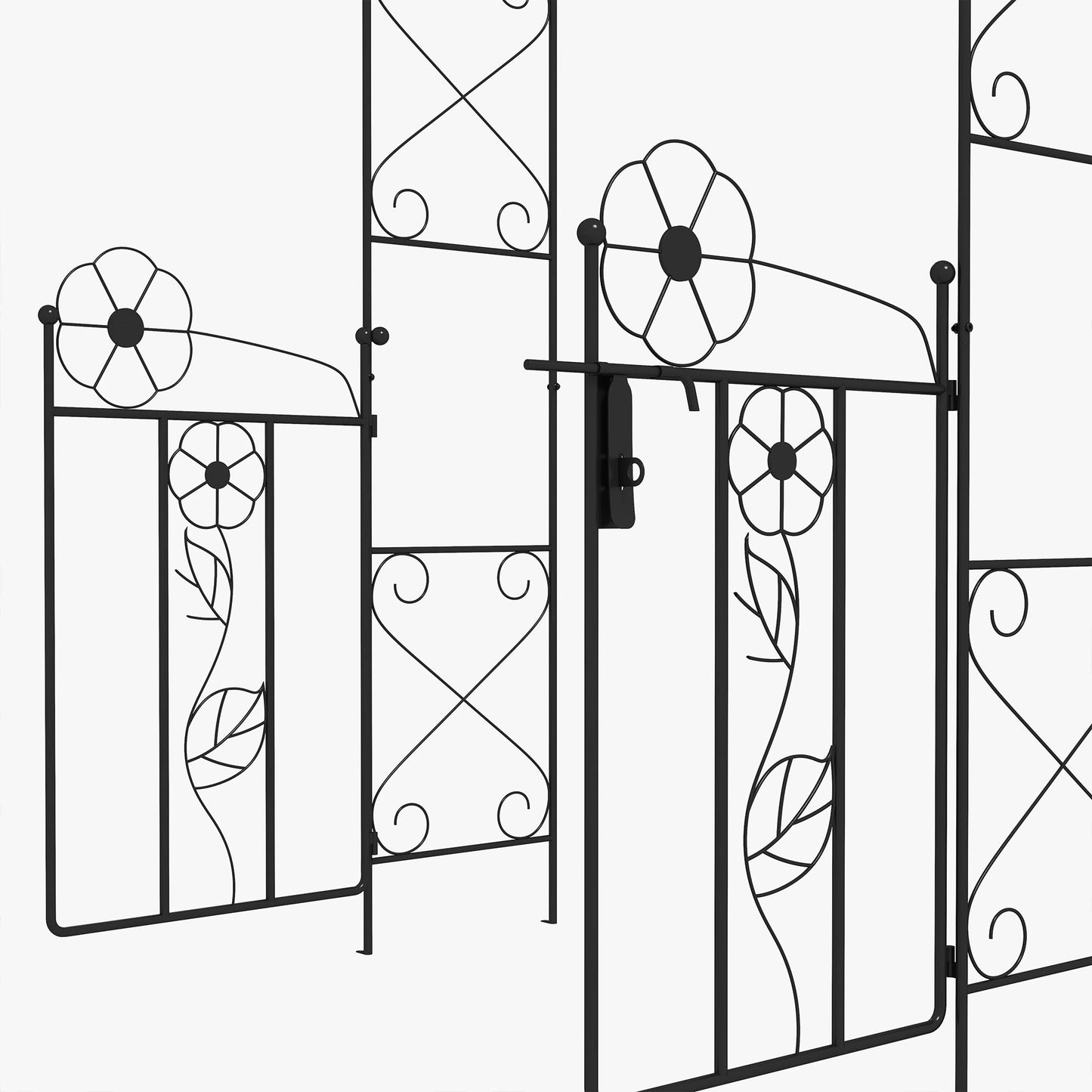 7.5FT Metal Garden Arbour, Double Gate, Arch Trellis, Black Garden Arches at Gallery Canada