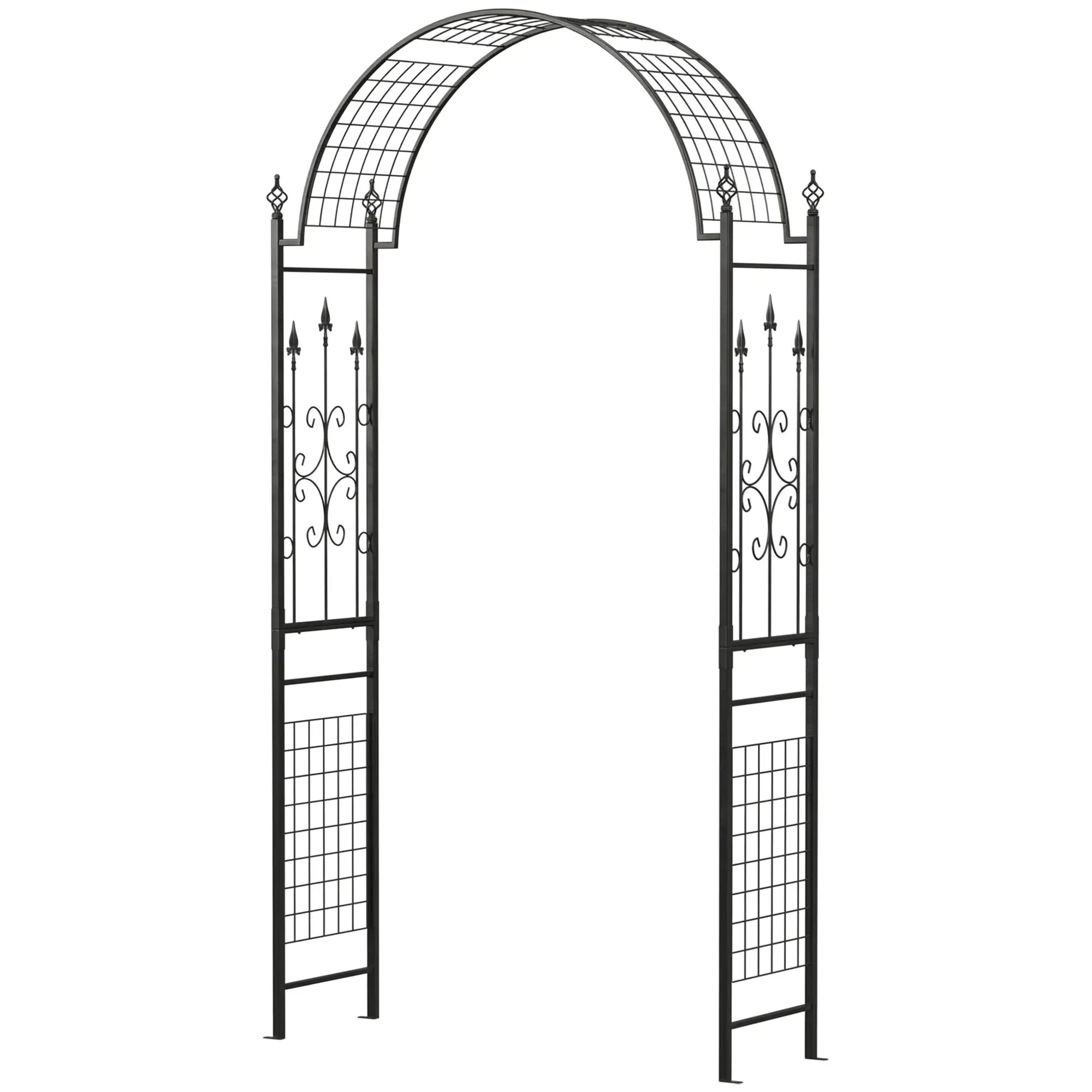 7.5 ft Steel Garden Arch, Outdoor Trellis Arbor, Black Garden Arches Black at Gallery Canada