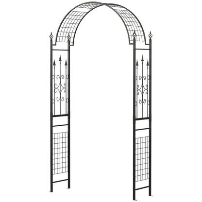 7.5 ft Steel Garden Arch, Outdoor Trellis Arbor, Black Garden Arches Black at Gallery Canada