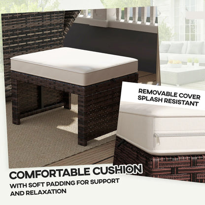 2 Wicker Outdoor Ottomans, Removable Cushions, Rattan Seating, Khaki Patio Furniture Sets at Gallery Canada