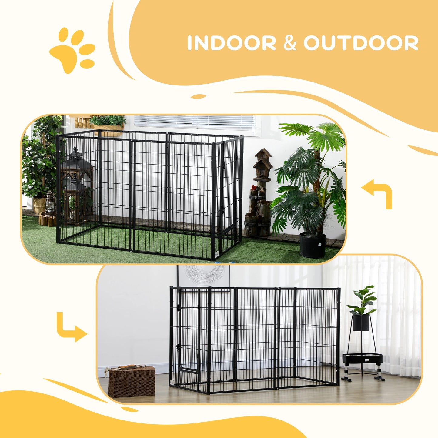 6 Panel 32.5" - 59" x 40" Dog Playpen, Heavy Duty, Indoor Outdoor Houses, Kennels & Pens at Gallery Canada