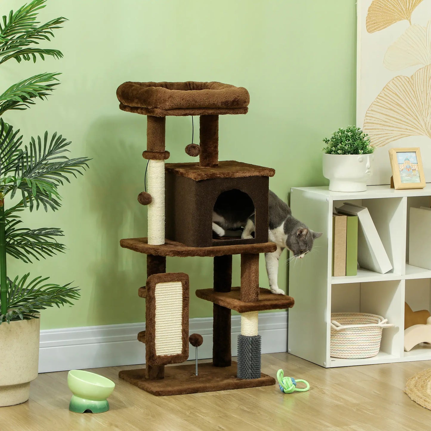 41" Cat Tree with Scratching Posts, Bed, Condo & Toys Multi-Level Cat Towers at Gallery Canada