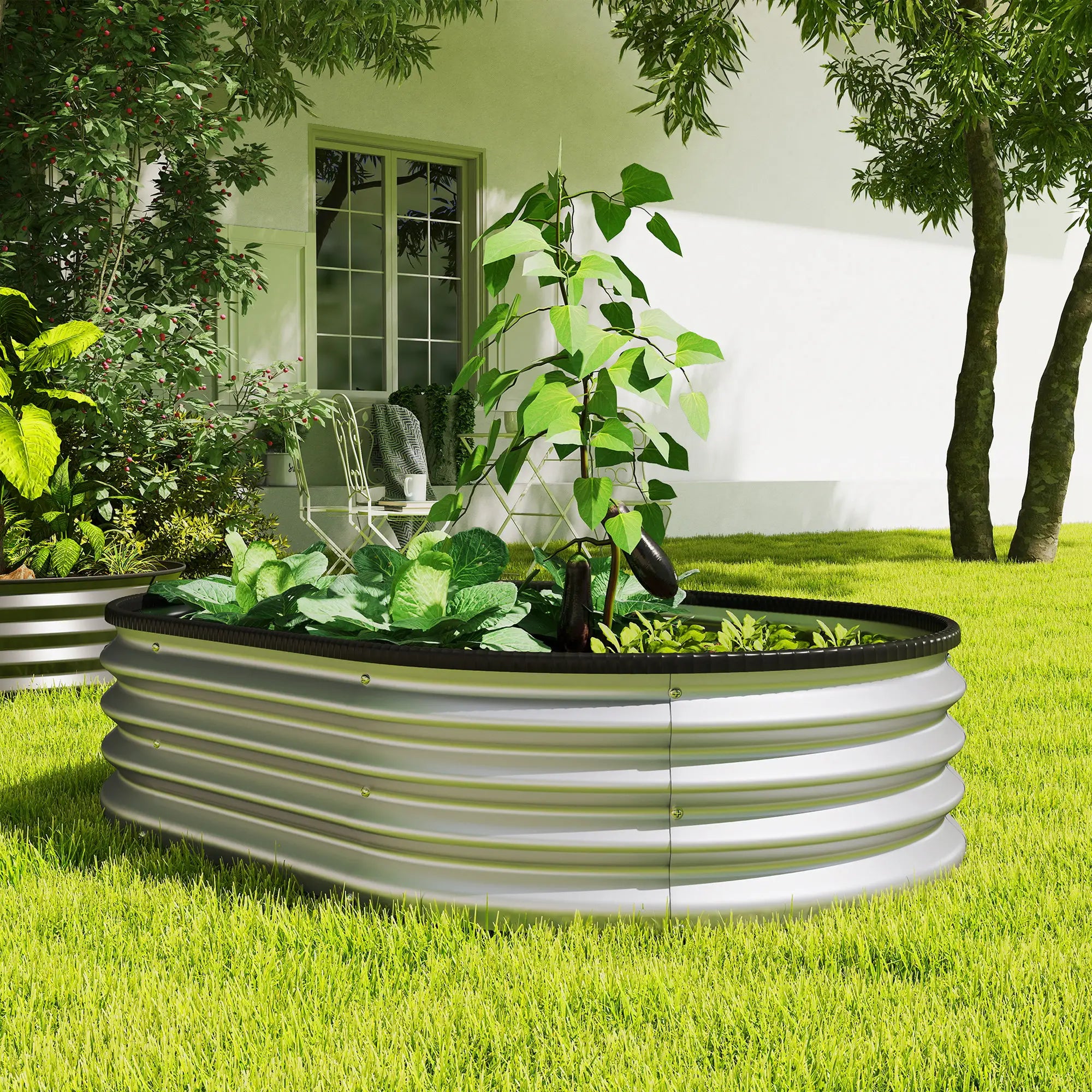 2Pcs Galvanized Raised Garden Bed, 4 X 3 X 1 Ft, Silver Galvanized Planter Boxes at Gallery Canada