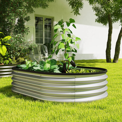 2Pcs Galvanized Raised Garden Bed, 4 X 3 X 1 Ft, Silver Galvanized Planter Boxes at Gallery Canada