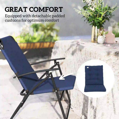 Outdoor Folding Chairs, Set of 2, Adjustable Backrest, Padded, Blue Patio Chairs at Gallery Canada