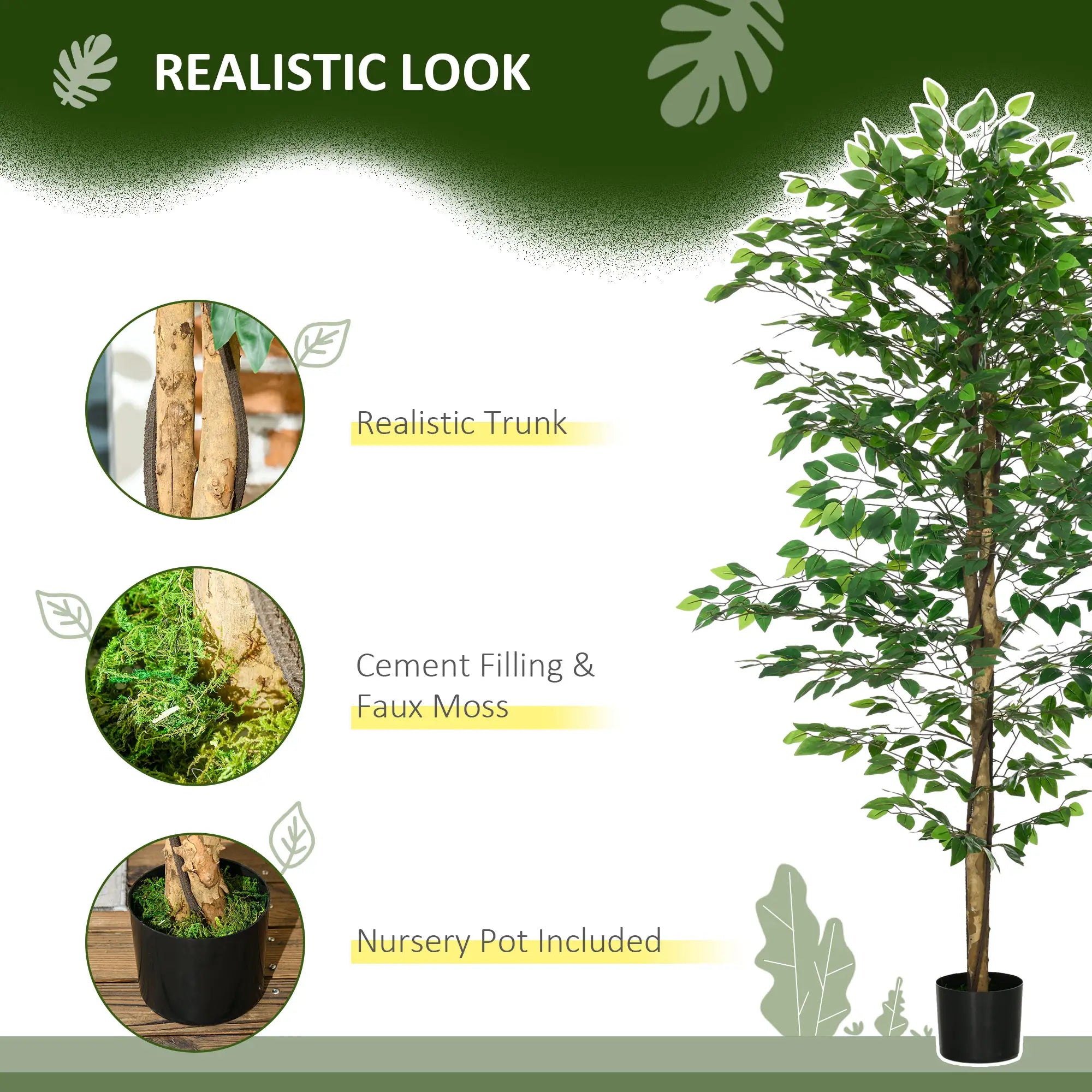 Set of 2 6ft Artificial Ficus Trees, Indoor Fake Plants with Pot Artificial Trees at Gallery Canada