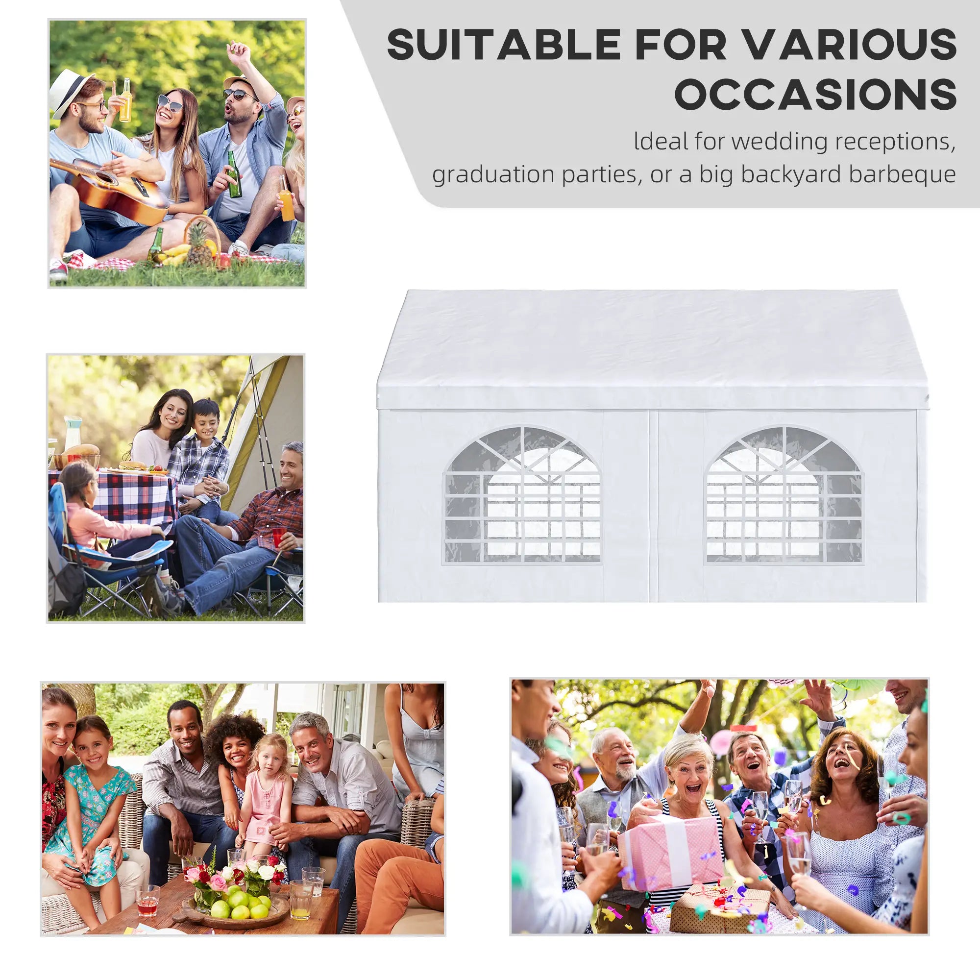 16.5' x 13' Outdoor Party Tent, With Sides, 4 Windows, 2 Doors, White Canopy Tents at Gallery Canada