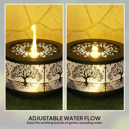 Outdoor Water Fountain with LED Lights, 10" Tall, Black Water Fountains at Gallery Canada