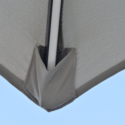 10FT Solar Cantilever Patio Umbrella with Lights, Crank, Cross Base, Light Grey Cantilever Umbrellas at Gallery Canada