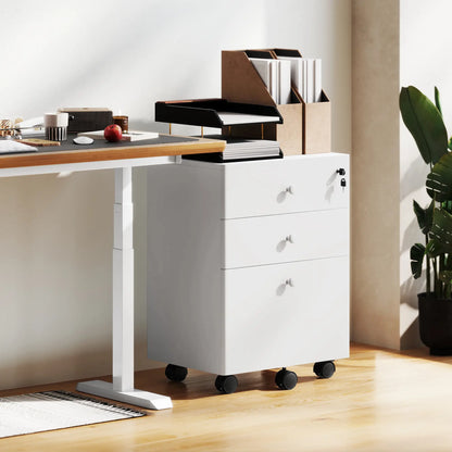 3-Drawer Small Filing Cabinet with Lock, Vertical Office Storage, White Office Cabinets & Cupboards at Gallery Canada