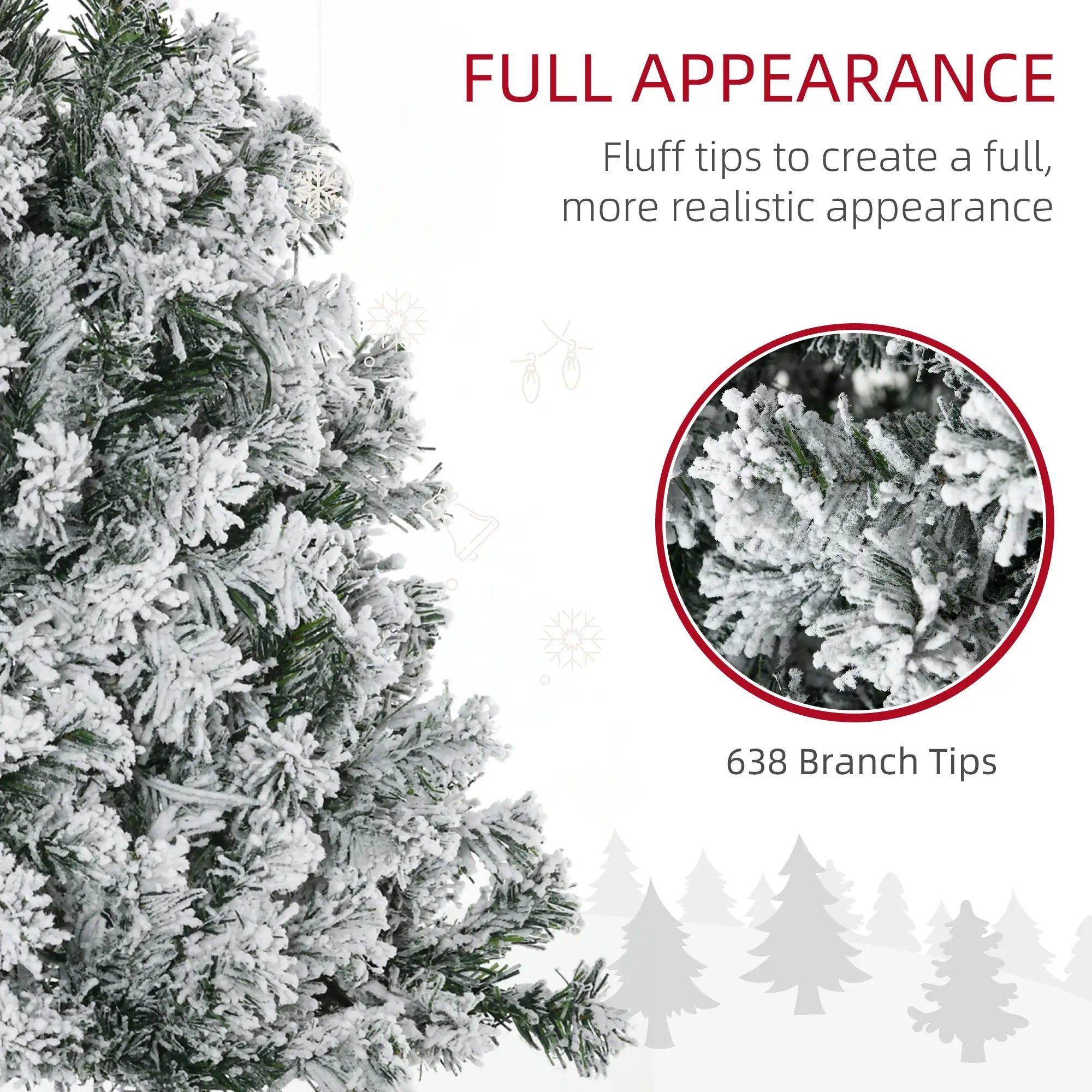6ft Prelit Snow Flocked Christmas Tree, Metal Base, Warm White LED Pre Lit Christmas Trees at Gallery Canada