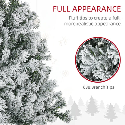 6ft Prelit Snow Flocked Christmas Tree, Metal Base, Warm White LED Pre Lit Christmas Trees at Gallery Canada