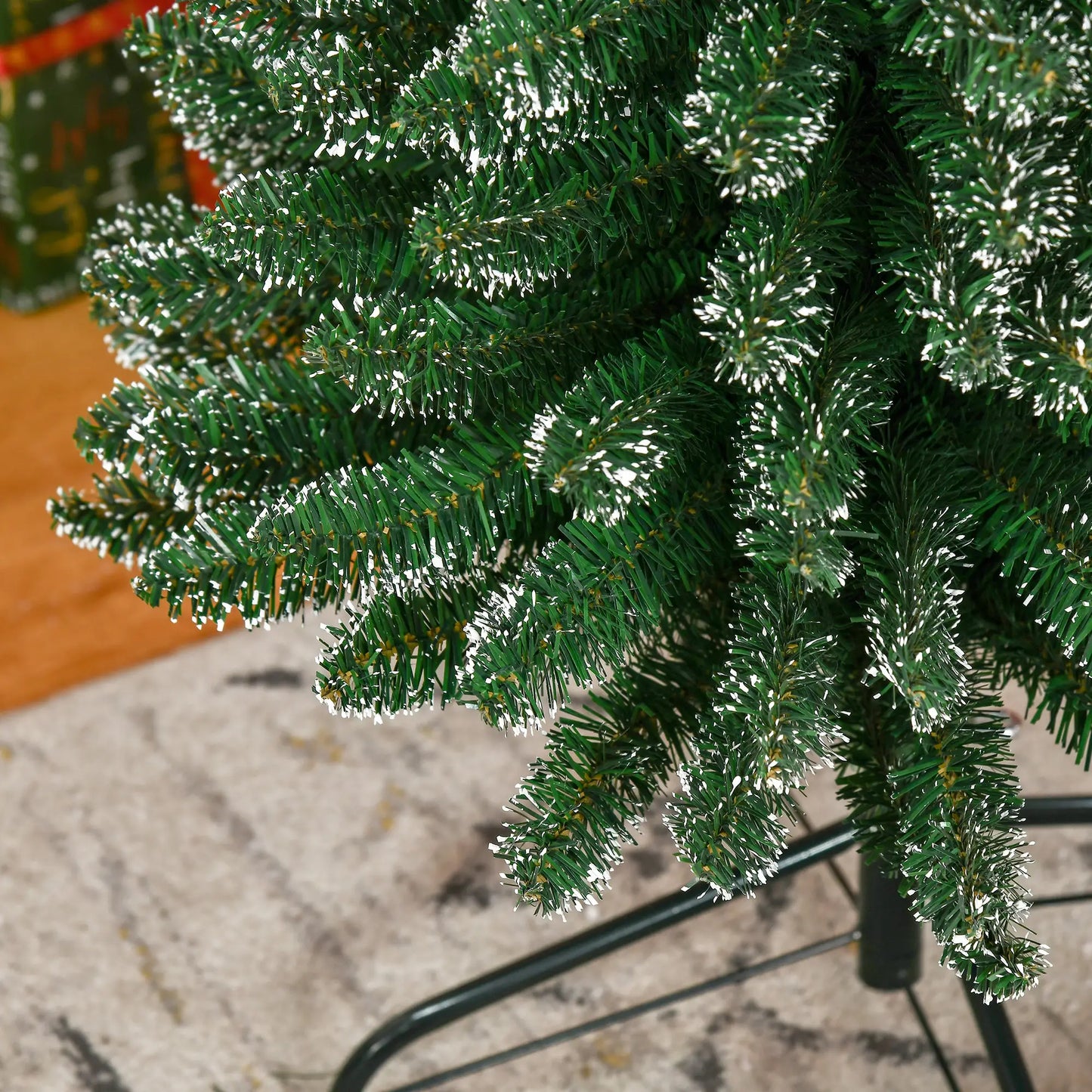 7.5FT Artificial Snow Dipped Christmas Tree, Foldable Stand, Green Pencil Christmas Trees at Gallery Canada