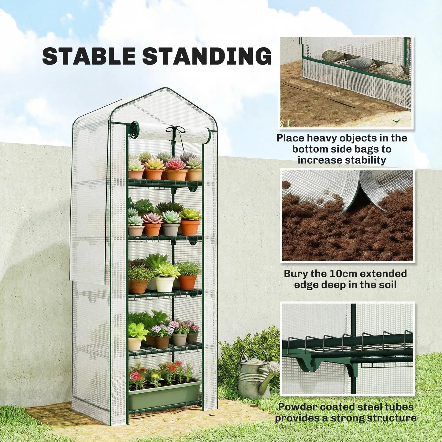 Mini Greenhouse With Screen Roof, 27.6" x 19.7" x 75.6", White Portable Greenhouses at Gallery Canada