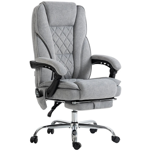 Massage Office Chair, Reclining Computer Chair, Adjustable Height, Footrest, Grey