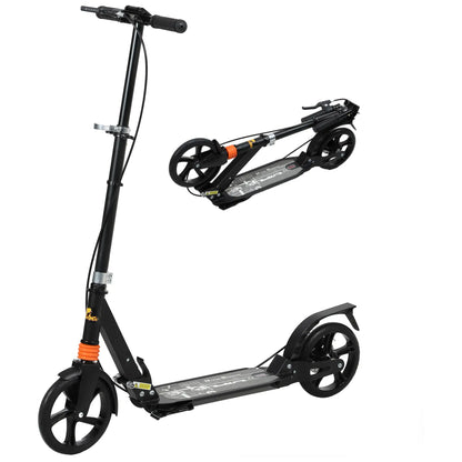Foldable Kids Scooter, 4 Adjustable Heights, Double Brakes, Shock Absorption, Ages 6-12, Black Scooters Black at Gallery Canada