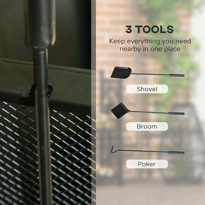 15" Outdoor Firewood Rack With Wheels, Heavy Duty Log Storage, Black Firewood Racks at Gallery Canada