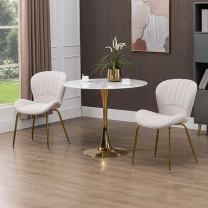 Modern Dining Chairs Set of 2, Cushioned Backrest, Cream White Bar Stools at Gallery Canada