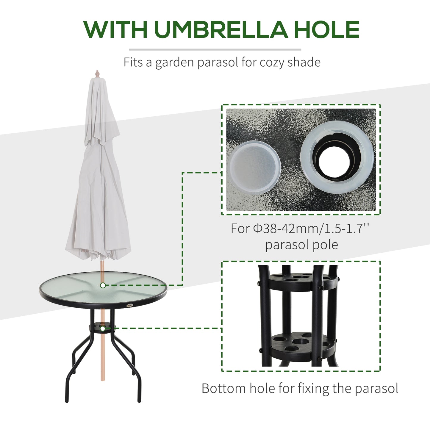 31.5'' Round Bistro Table, Outdoor Dining, Tempered Glass Top, Weather-resistant Patio Side Tables at Gallery Canada