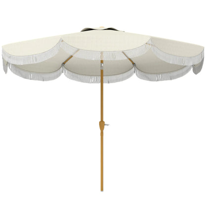 9FT Patio Umbrella, UPF 30+, Crank, 8 Ribs, Push Button Tilt, Cream White Patio Umbrellas Cream at Gallery Canada