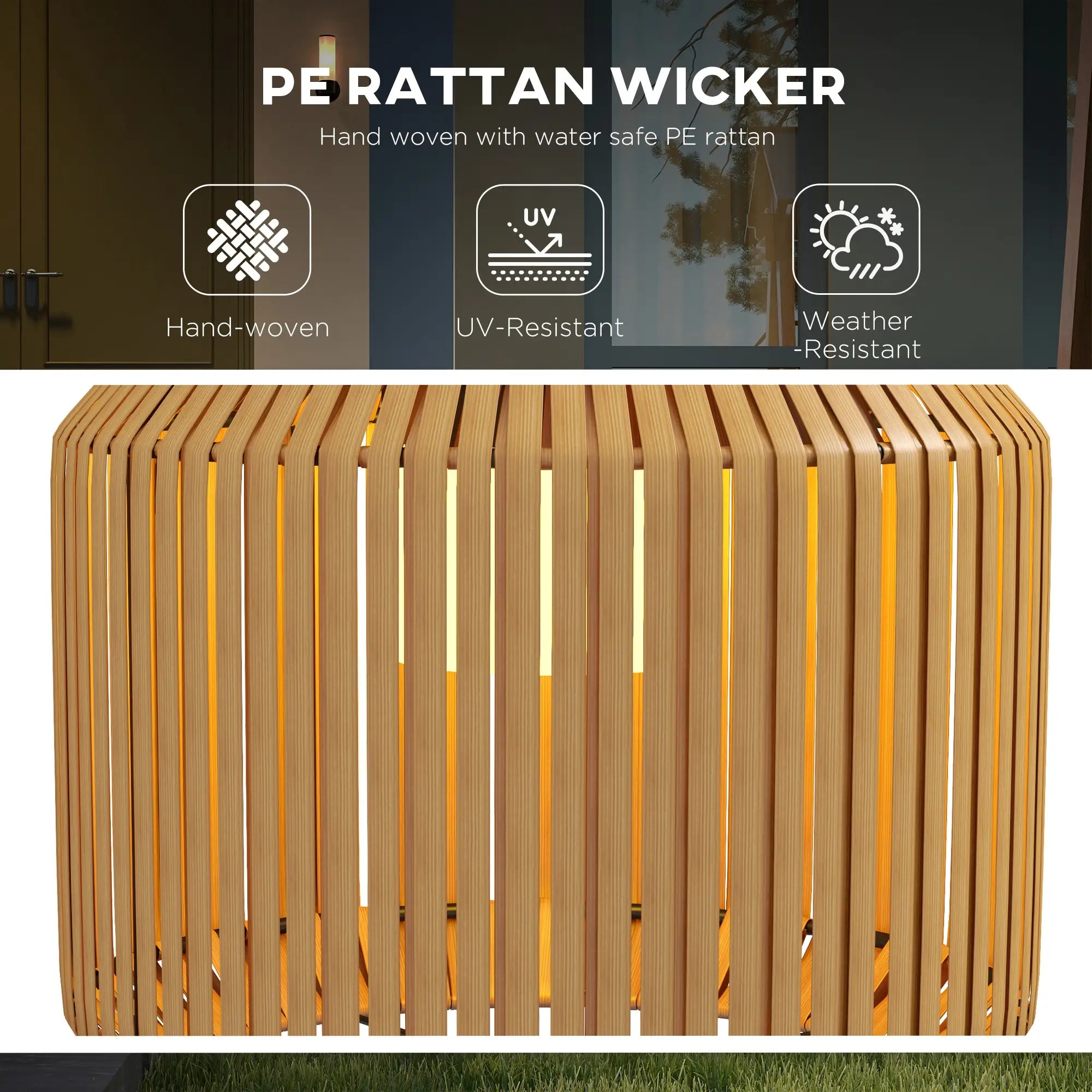 Wicker Outdoor Floor Lamp, Solar Lantern LED Lights, IP44, Yellow Solar Post Lamps at Gallery Canada