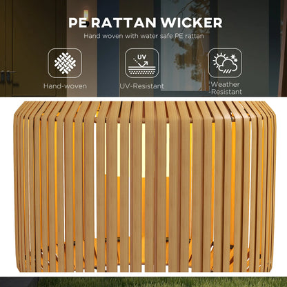 Wicker Outdoor Floor Lamp, Solar Lantern LED Lights, IP44, Yellow Solar Post Lamps at Gallery Canada