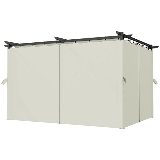 10' x 13' Pergola With Retractable Canopy, Curtains, UPF30+ Sun Shade Pergolas Cream at Gallery Canada