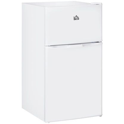 Double Door Mini Fridge with Freezer, 3.2 Cu.Ft Compact Refrigerator with Adjustable Shelf, Mechanical Thermostat and Reversible Door for Bedroom, Dorm, Home Office, White - Gallery Canada