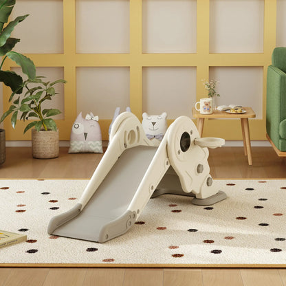 3 in 1 Toddler Slide, Foldable with Basketball Hoop, Climber, Cream White Gym Sets & Swings at Gallery Canada