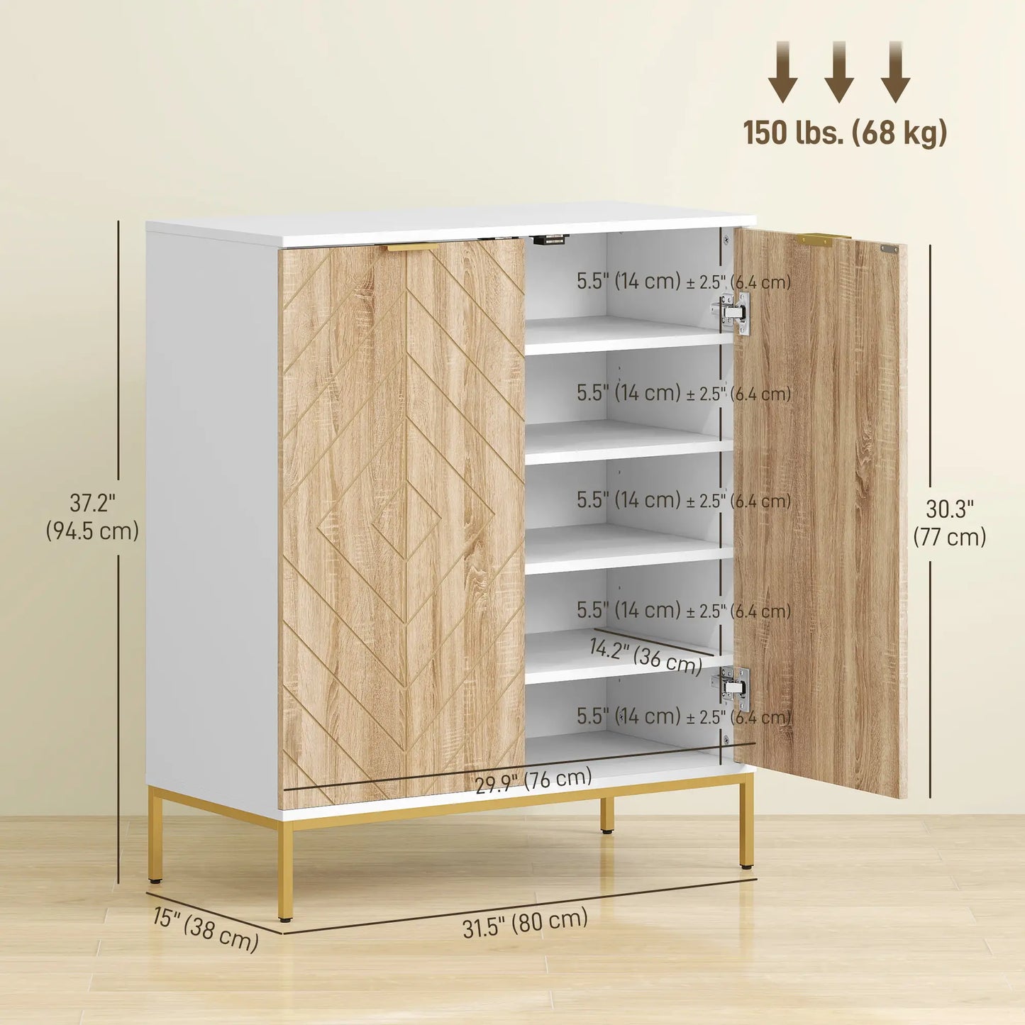 Shoe Storage Cabinet for 15 Pairs, Adjustable Shelves, White Shoe Storage Cabinets & Racks at Gallery Canada
