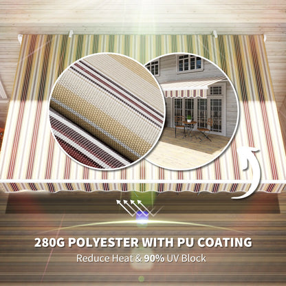 13' x 8' Retractable Patio Awning, Sun Shade, Aluminum Frame, Red Stripe Deck Awnings at Gallery Canada