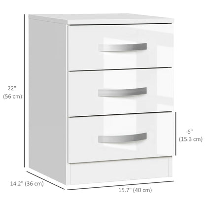Modern Nightstand Set of 2, 3 Drawer Bedside Tables, White Bedside Tables at Gallery Canada
