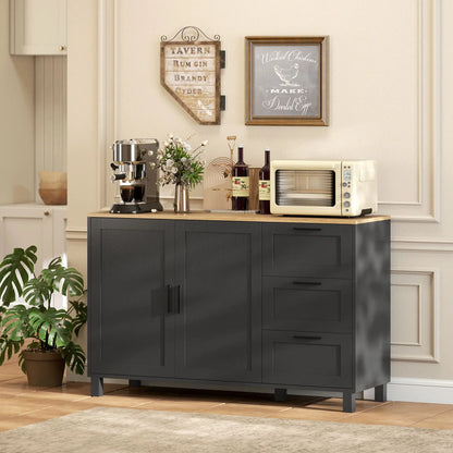 Buffet Cabinet with Soft Close Doors, Modern Sideboard with 3 Drawers, Black Storage Cabinets at Gallery Canada