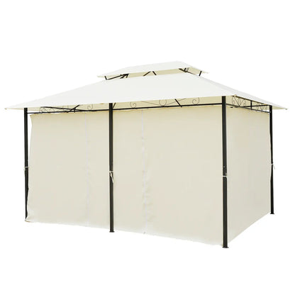 13' x 10' Soft-top Gazebo Patio Steel Canopy Portable Party Event with Double Canopy Roof, Curtains, Cream White Gazebos at Gallery Canada