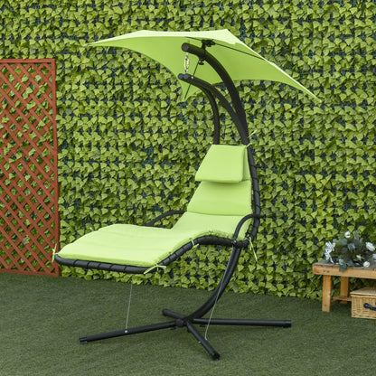 Outdoor Hammock Chair with Stand, Soft Padded Cushion, Canopy Umbrella, Green Patio Swings with Stand at Gallery Canada