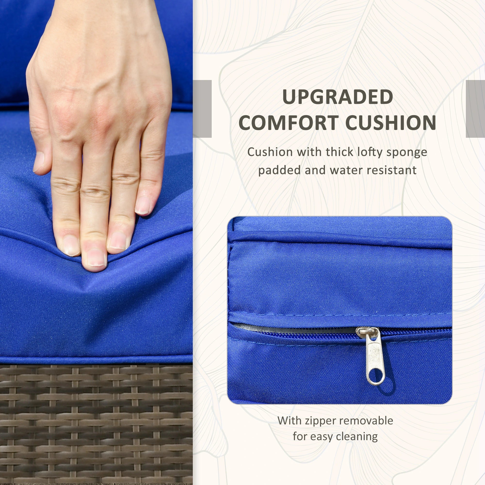 3-Piece Wicker Patio Set, Rattan Bistro with Storage Table, Thickened Cushions, Blue Bistro Sets at Gallery Canada