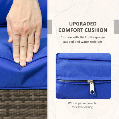 3-Piece Wicker Patio Set, Rattan Bistro with Storage Table, Thickened Cushions, Blue Bistro Sets at Gallery Canada